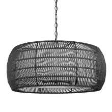 Golden 6805-6 BLK-MBR - Golden Lighting Everly 6-light Chandelier in Matte Black and Modern Black Rattan shade